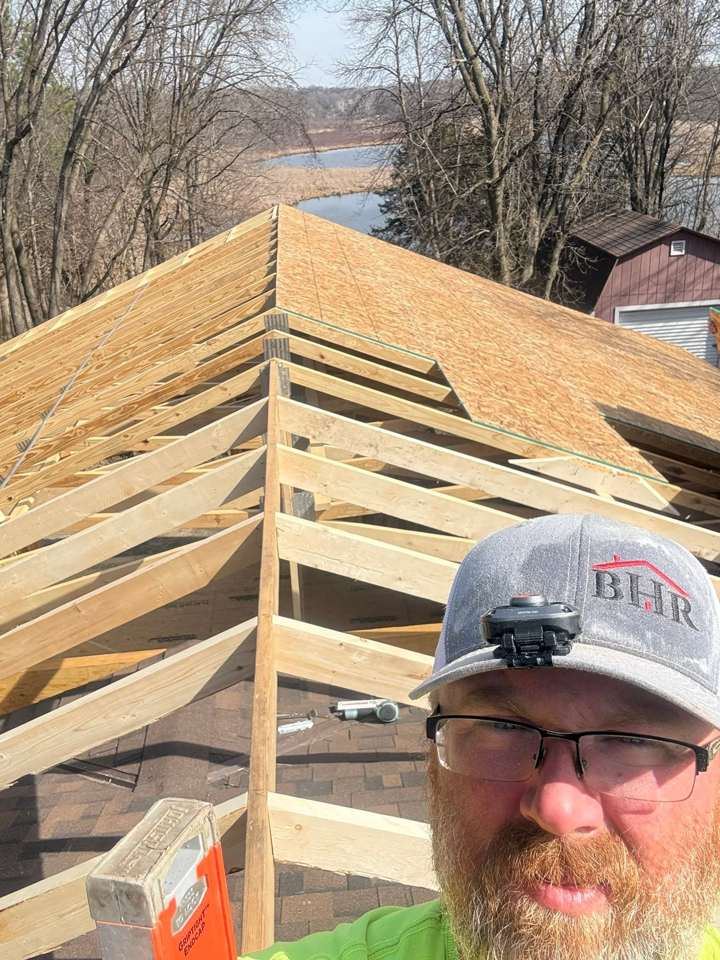 Clayton Kettering on a roof framing job