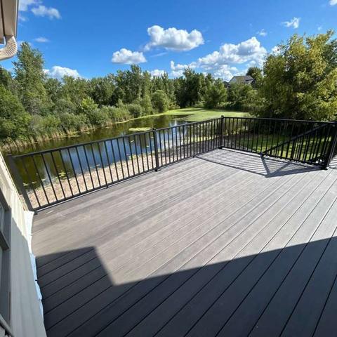 Finished deck with dark railing